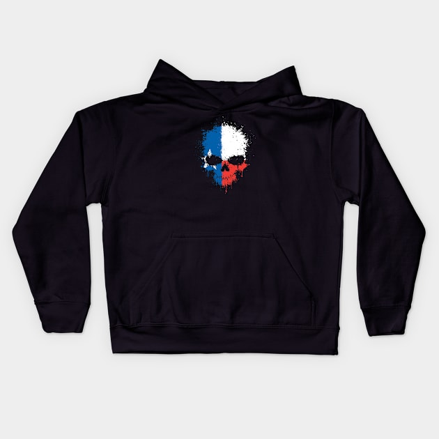 Chaotic Texas Flag Splatter Skull Kids Hoodie by jeffbartels